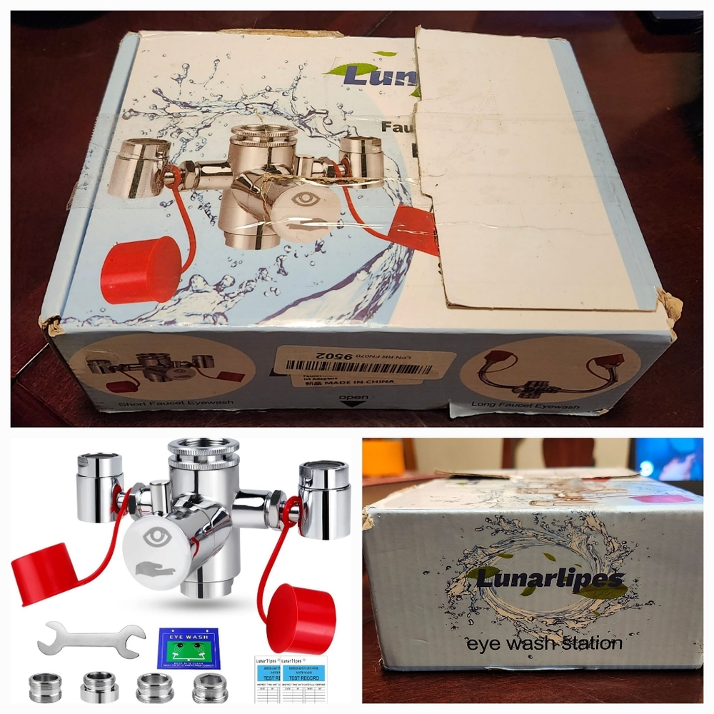 NWT-Lunarlipes Faucet Mounted Eyewash Station. $19